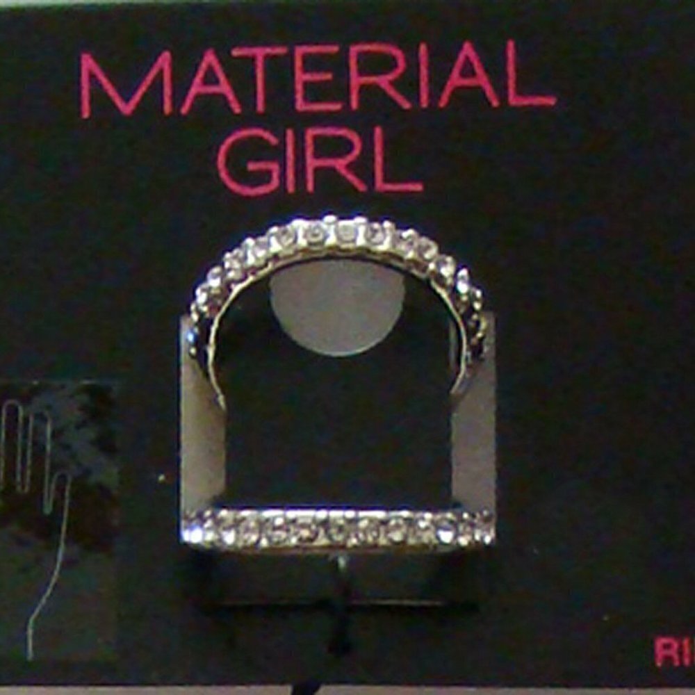 Material Girl Ring, Silver-Tone Rhinestone Midi Ring Size 7
